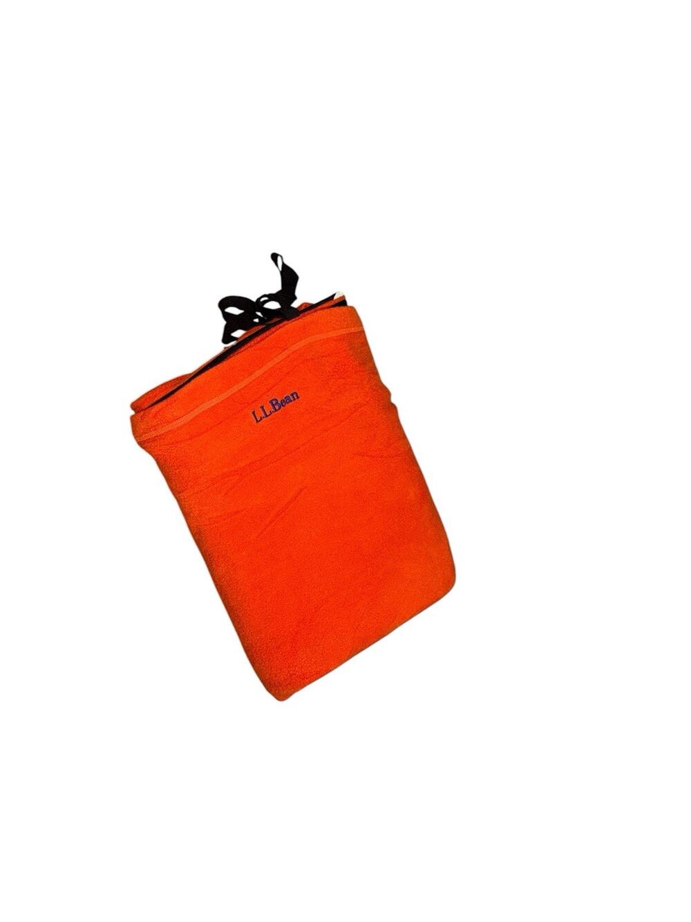 Vintage 90s L.L. Bean Fleece Sleeping Bag Blanket Bright Orange Zip Travel Camp